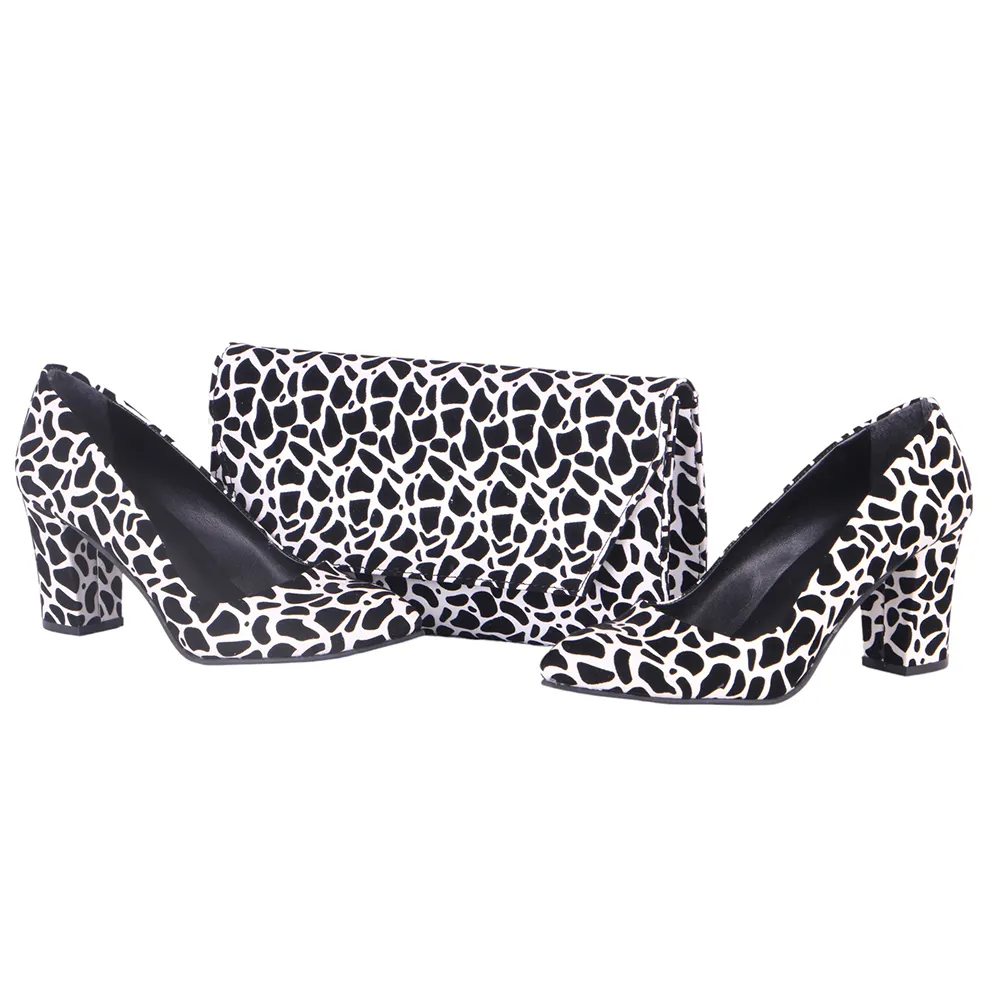 Dalmatian Low Heel Shoes and Clutch Bag Set