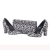 Dalmatian Block Heel Shoes and Clutch Bag Set for Wedding