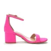 Fushcia Suede Short Heel Sandals for Women RA-155