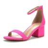 Fushcia Suede Short Heel Sandals for Women RA-155