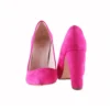 Fushcia Suede Chunky Heel Shoes for Ladies MA-023
