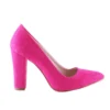 Fushcia Suede Chunky Heel Shoes for Ladies MA-023