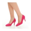 Fushcia Suede Low Heel Pumps for Women MA-017
