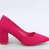 Fushcia Suede Low Heel Shoes for Women MA-024