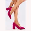 Fushcia Suede Low Heel Shoes for Women MA-024