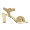 Gold Ankle Strap Strappy Chunky Heel Sandals