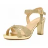 Gold Ankle Strap Strappy Chunky Heel Sandals