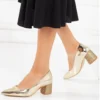 Gold Evening Low Heel Dress Shoes Women MA-048