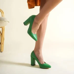 Green Chunky Heels for Women MA-023
