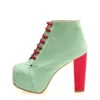 Green Suede Platform Lace up Ankle Boots