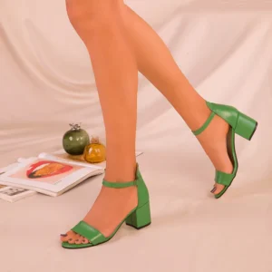 Green Short Heel Sandals for Women RA-155