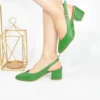 Green Ankle Strap Block Heel for Women MA-028