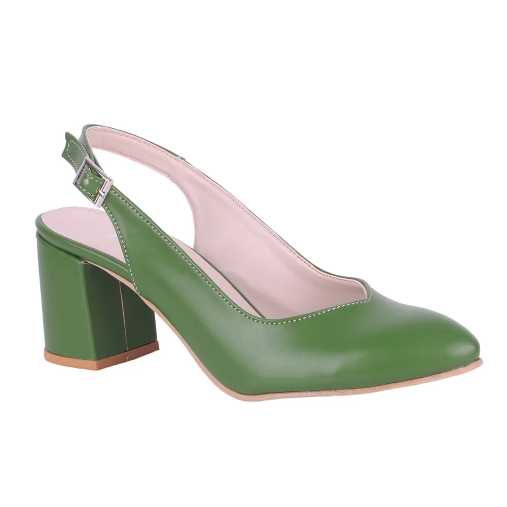 Green Ankle Strap Block Heel for Women MA-028