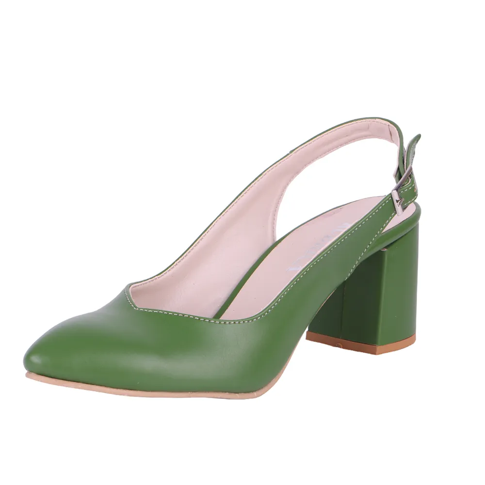 Green Ankle Strap Block Heel for Women MA-028