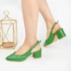 Green Ankle Strap Block Heel for Women MA-028