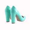 Green Block Heel Pumps for Women MA-023