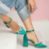 Green Low Heel Bow Shoes for Women RA-032