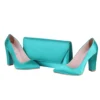 Green Satin Thick Heel Shoes and Bag Set
