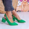 Green Thick Heel Ankle Strap Dress Shoes MA-028