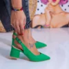 Green Thick Heel Ankle Strap Dress Shoes MA-028
