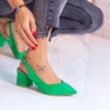 Green Thick Heel Ankle Strap Dress Shoes MA-028