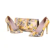 Yellow Stiletto Shoes and Bag Set for Women