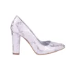 Silver Chunky Heel Snake Print Shoes MA-023