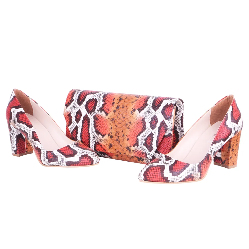 Orange Matching Purse and Pumps Set for Women