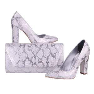 Gray Dress Shoe and Bag Set for Wedding