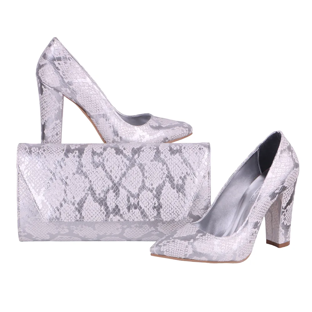 Gray Dress Shoe and Bag Set for Wedding