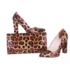 Leopard Block Heel Shoes and Clutch Bag Set