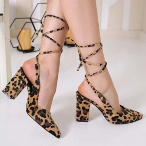 Leopard Criss Cross Straps Sandals for Women