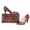 Leopard Kitten Heel Shoes and Bag Set for Women