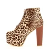 Leopard Platform Lace up Ankle Boots