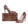 Leopard Stiletto Shoes and Bag Set for Women