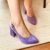 Lilac Thick Heel Ankle Strap Dress Shoes MA-028