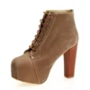 Mink Suede Platform Lace up Ankle Boots