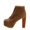 Mink Suede Platform Lace up Ankle Boots