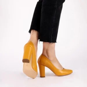 Mustard Chunky Heels for Women MA-023