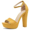 Mustard Platform High Heel Sandals for Women RA-157