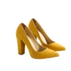 Mustard Suede Chunky Heel Shoes for Ladies MA-023