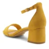 Mustard Suede Short Heel Sandals for Women RA-155
