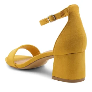 Mustard Suede Short Heel Sandals for Women RA-155