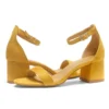 Mustard Suede Short Heel Sandals for Women RA-155