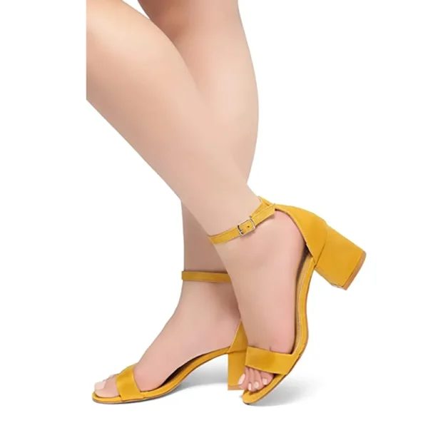 Mustard Suede Short Heel Sandals for Women RA-155