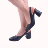 Navy Blue Ankle Strap Block Heel for Women MA-028