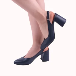 Navy Blue Ankle Strap Block Heel for Women MA-028