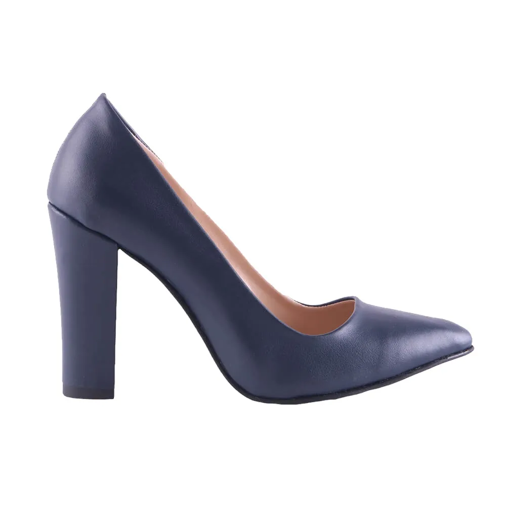 Navy Blue Chunky Heels for Women MA-023