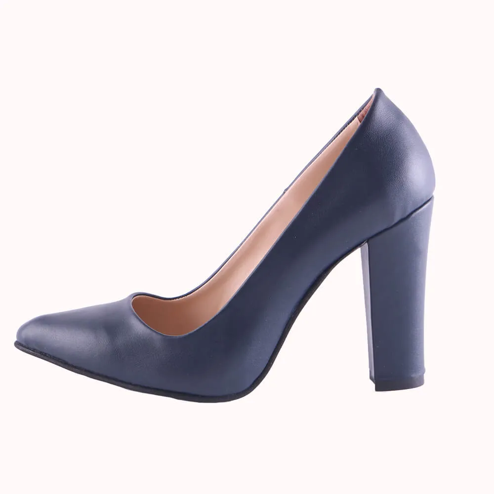 Navy Blue Chunky Heels for Women MA-023