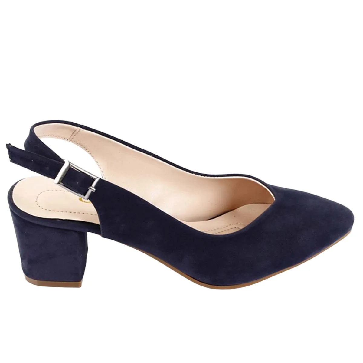 Navy Blue Thick Heel Ankle Strap Dress Shoes MA-028